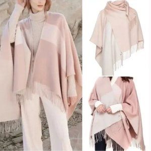 *New SOIA & KYO Beige/Pink Scarfigan Scarf Cardigan Crossover Wrap